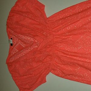 Girls Orange Mesh Swimsuit Cover Up